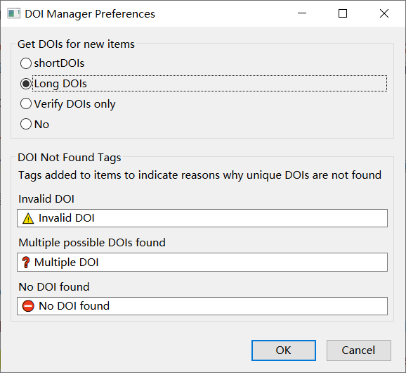 DOI Manager Preferences